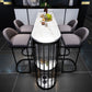 Modern White Marble Bar Table with Specialty Table Top Black Double Pedestal Table - 42" H Clearhalo 'Bar Furniture' 'Bar Tables' 'bar_tables' 'furn' 'furn_bar_tables' 'Furniture' 'furniture_bar_tables' 'Kitchen & Dining Furniture' 4482776
