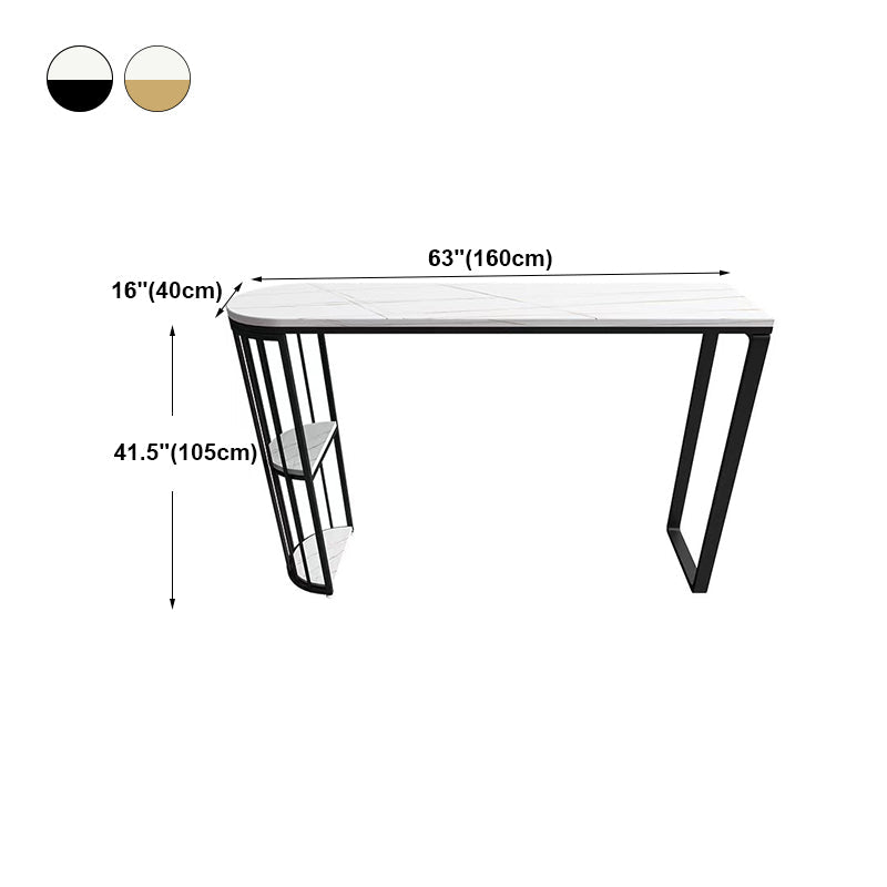 Modern White Marble Bar Table with Specialty Table Top Black Double Pedestal Table - 42" H Clearhalo 'Bar Furniture' 'Bar Tables' 'bar_tables' 'furn' 'furn_bar_tables' 'Furniture' 'furniture_bar_tables' 'Kitchen & Dining Furniture' 4482780