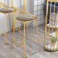 Glam Marble Table with Oval Table Top Gold Double Pedestal Table with 42-inch Height Clearhalo 'Bar Furniture' 'Bar Tables' 'bar_tables' 'furn' 'furn_bar_tables' 'Furniture' 'furniture_bar_tables' 'Kitchen & Dining Furniture' 4482790