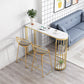 Glam Marble Table with Oval Table Top Gold Double Pedestal Table with 42-inch Height Clearhalo 'Bar Furniture' 'Bar Tables' 'bar_tables' 'furn' 'furn_bar_tables' 'Furniture' 'furniture_bar_tables' 'Kitchen & Dining Furniture' 4482791