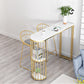 Glam Marble Table with Oval Table Top Gold Double Pedestal Table with 42-inch Height Clearhalo 'Bar Furniture' 'Bar Tables' 'bar_tables' 'furn' 'furn_bar_tables' 'Furniture' 'furniture_bar_tables' 'Kitchen & Dining Furniture' 4482794