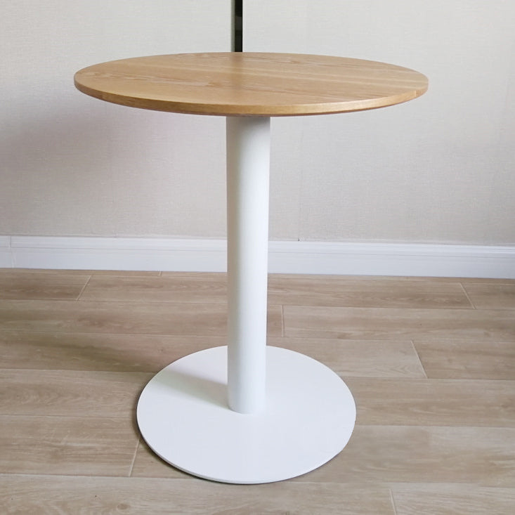 White Modern Style Round Table in Metal Milk Tea Shop Bar Table 23.6"L x 23.6"W x 29.1"H Ivory Wood Clearhalo 'Bar Furniture' 'Bar Tables' 'bar_tables' 'furn' 'furn_bar_tables' 'Furniture' 'furniture_bar_tables' 'Kitchen & Dining Furniture' 4482802