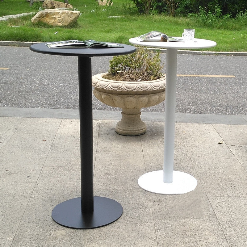 White Modern Style Round Table in Metal Milk Tea Shop Bar Table Clearhalo 'Bar Furniture' 'Bar Tables' 'bar_tables' 'furn' 'furn_bar_tables' 'Furniture' 'furniture_bar_tables' 'Kitchen & Dining Furniture' 4482803