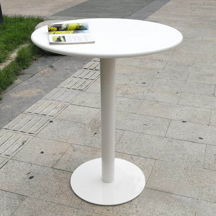 White Modern Style Round Table in Metal Milk Tea Shop Bar Table 27.6"L x 27.6"W x 29.1"H White Steel Clearhalo 'Bar Furniture' 'Bar Tables' 'bar_tables' 'furn' 'furn_bar_tables' 'Furniture' 'furniture_bar_tables' 'Kitchen & Dining Furniture' 4482810