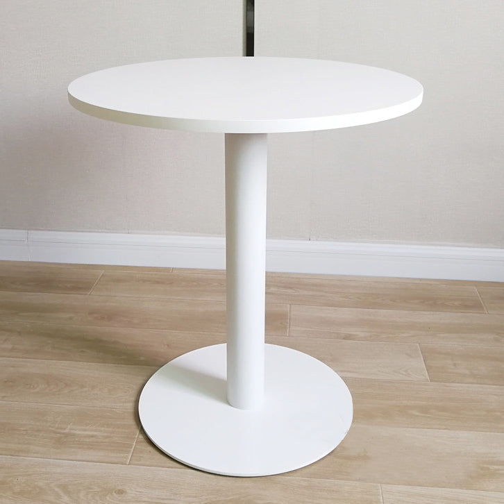 White Modern Style Round Table in Metal Milk Tea Shop Bar Table 23.6"L x 23.6"W x 29.1"H White Wood Clearhalo 'Bar Furniture' 'Bar Tables' 'bar_tables' 'furn' 'furn_bar_tables' 'Furniture' 'furniture_bar_tables' 'Kitchen & Dining Furniture' 4482811