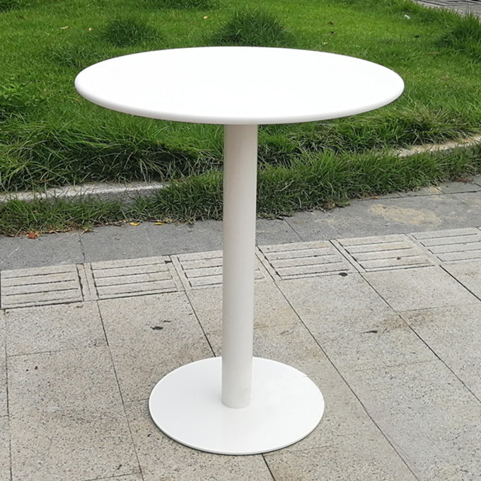 White Modern Style Round Table in Metal Milk Tea Shop Bar Table 23.6"L x 23.6"W x 29.1"H White Steel Clearhalo 'Bar Furniture' 'Bar Tables' 'bar_tables' 'furn' 'furn_bar_tables' 'Furniture' 'furniture_bar_tables' 'Kitchen & Dining Furniture' 4482813