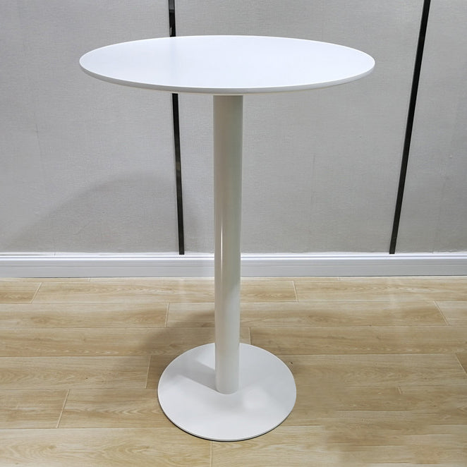 White Modern Style Round Table in Metal Milk Tea Shop Bar Table 27.6"L x 27.6"W x 41.3"H White Wood Clearhalo 'Bar Furniture' 'Bar Tables' 'bar_tables' 'furn' 'furn_bar_tables' 'Furniture' 'furniture_bar_tables' 'Kitchen & Dining Furniture' 4482814