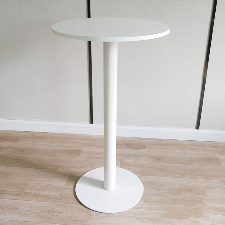 White Modern Style Round Table in Metal Milk Tea Shop Bar Table 23.6"L x 23.6"W x 41.3"H White Wood Clearhalo 'Bar Furniture' 'Bar Tables' 'bar_tables' 'furn' 'furn_bar_tables' 'Furniture' 'furniture_bar_tables' 'Kitchen & Dining Furniture' 4482816