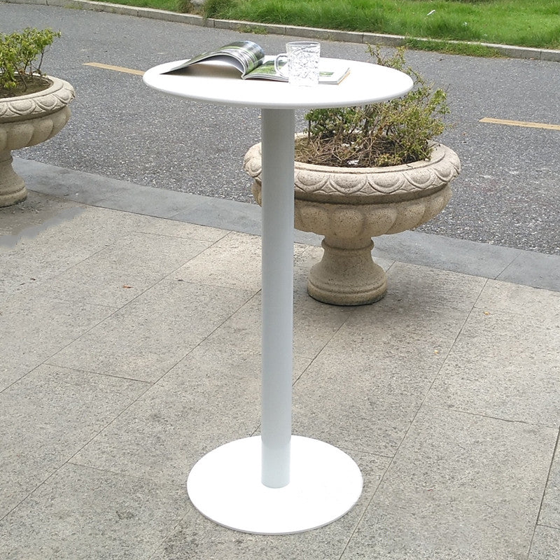 White Modern Style Round Table in Metal Milk Tea Shop Bar Table 23.6"L x 23.6"W x 41.3"H White Steel Clearhalo 'Bar Furniture' 'Bar Tables' 'bar_tables' 'furn' 'furn_bar_tables' 'Furniture' 'furniture_bar_tables' 'Kitchen & Dining Furniture' 4482817