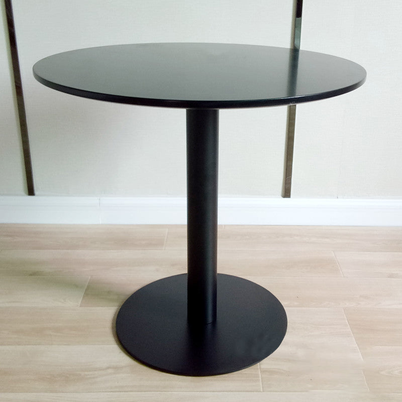 White Modern Style Round Table in Metal Milk Tea Shop Bar Table 23.6"L x 23.6"W x 29.1"H Black Wood Clearhalo 'Bar Furniture' 'Bar Tables' 'bar_tables' 'furn' 'furn_bar_tables' 'Furniture' 'furniture_bar_tables' 'Kitchen & Dining Furniture' 4482821