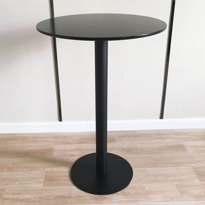 White Modern Style Round Table in Metal Milk Tea Shop Bar Table 27.6"L x 27.6"W x 41.3"H Black Wood Clearhalo 'Bar Furniture' 'Bar Tables' 'bar_tables' 'furn' 'furn_bar_tables' 'Furniture' 'furniture_bar_tables' 'Kitchen & Dining Furniture' 4482824