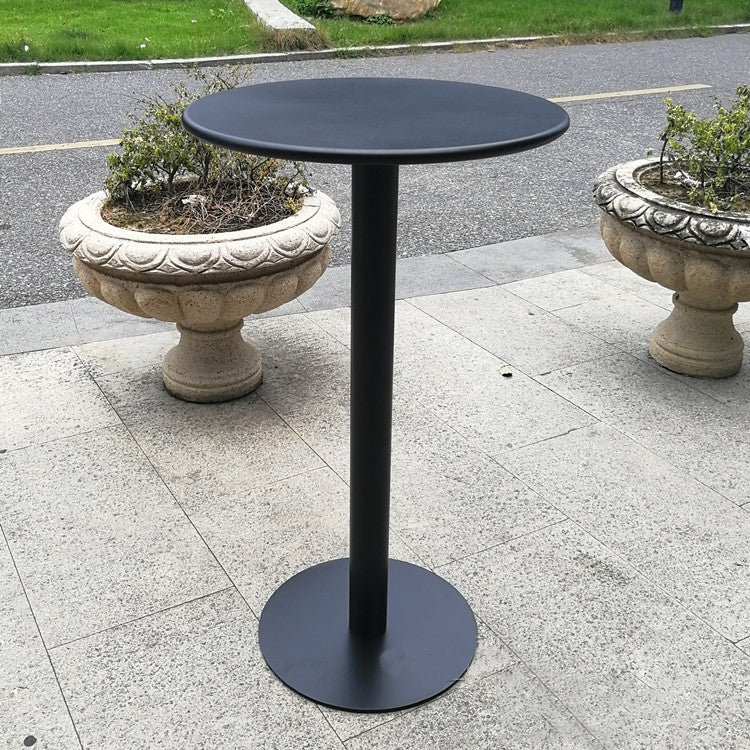 White Modern Style Round Table in Metal Milk Tea Shop Bar Table 23.6"L x 23.6"W x 41.3"H Black Steel Clearhalo 'Bar Furniture' 'Bar Tables' 'bar_tables' 'furn' 'furn_bar_tables' 'Furniture' 'furniture_bar_tables' 'Kitchen & Dining Furniture' 4482827