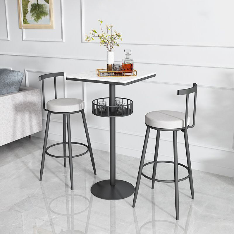 White Glam Style Round Table in Faux Marble and Metal Milk Tea Shop Bar Table Black White Square Without Chairs Clearhalo 'Bar Furniture' 'Bar Tables' 'bar_tables' 'furn' 'furn_bar_tables' 'Furniture' 'furniture_bar_tables' 'Kitchen & Dining Furniture' 4482854