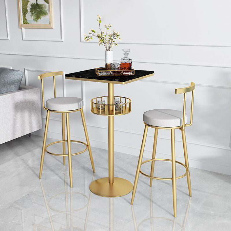 White Glam Style Round Table in Faux Marble and Metal Milk Tea Shop Bar Table Black-Gold Square Without Chairs Clearhalo 'Bar Furniture' 'Bar Tables' 'bar_tables' 'furn' 'furn_bar_tables' 'Furniture' 'furniture_bar_tables' 'Kitchen & Dining Furniture' 4482858