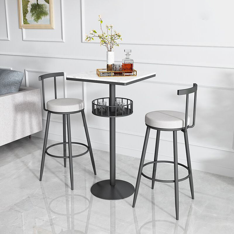 White Glam Style Round Table in Faux Marble and Metal Milk Tea Shop Bar Table Clearhalo 'Bar Furniture' 'Bar Tables' 'bar_tables' 'furn' 'furn_bar_tables' 'Furniture' 'furniture_bar_tables' 'Kitchen & Dining Furniture' 4482859