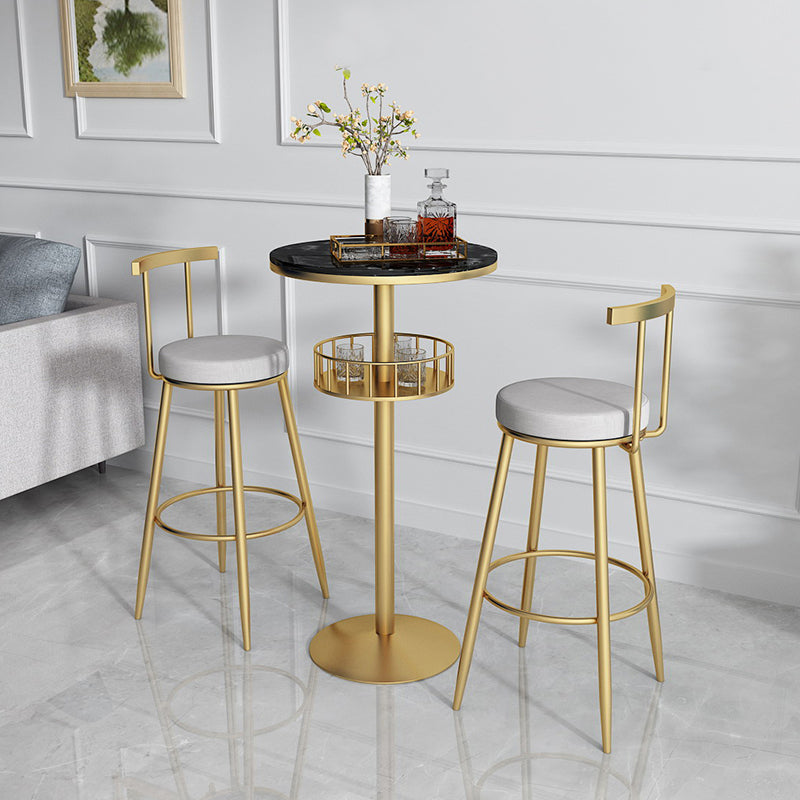 White Glam Style Round Table in Faux Marble and Metal Milk Tea Shop Bar Table Clearhalo 'Bar Furniture' 'Bar Tables' 'bar_tables' 'furn' 'furn_bar_tables' 'Furniture' 'furniture_bar_tables' 'Kitchen & Dining Furniture' 4482860