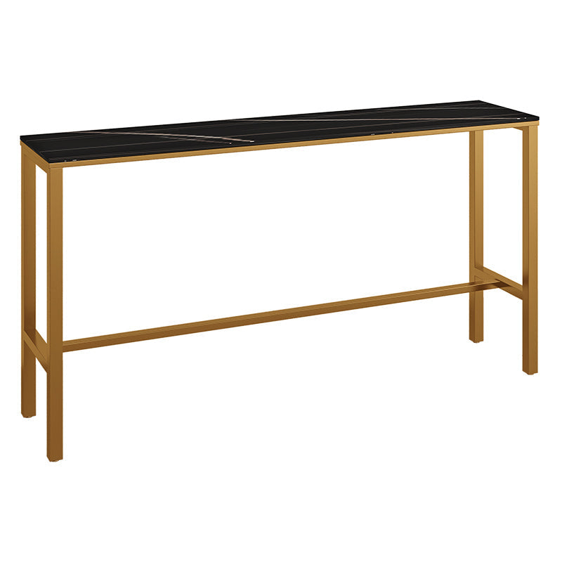 Glam Style Bar Table Metal and Marble Milk Tea Shop Bar Table with Metal Base Black-Gold Without Chairs Clearhalo 'Bar Furniture' 'Bar Tables' 'bar_tables' 'furn' 'furn_bar_tables' 'Furniture' 'furniture_bar_tables' 'Kitchen & Dining Furniture' 4482870
