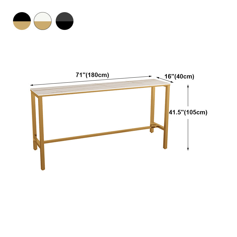 Glam Style Bar Table Metal and Marble Milk Tea Shop Bar Table with Metal Base Clearhalo 'Bar Furniture' 'Bar Tables' 'bar_tables' 'furn' 'furn_bar_tables' 'Furniture' 'furniture_bar_tables' 'Kitchen & Dining Furniture' 4482877
