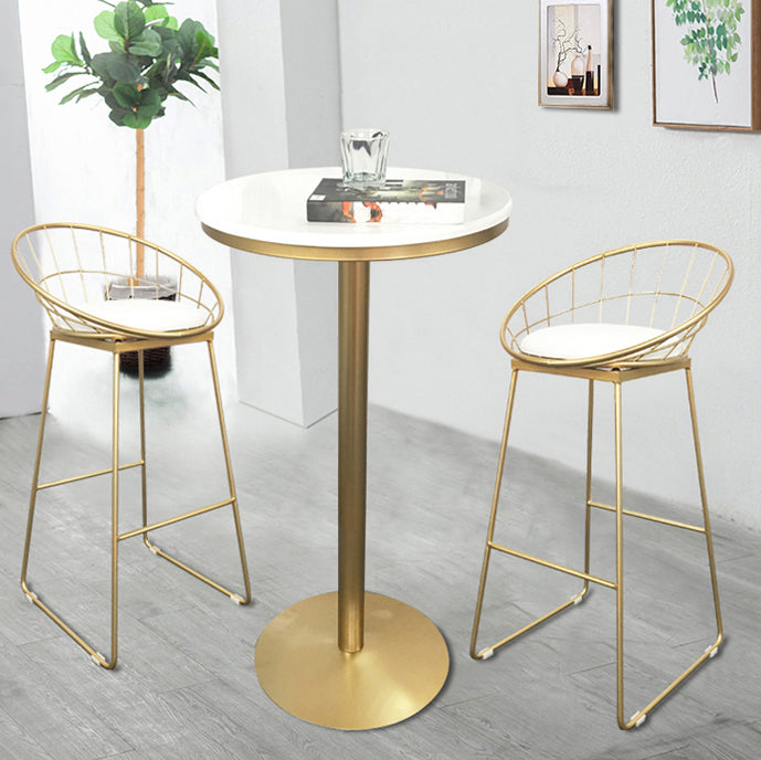 White Glam Style Ropund Table in Iron and Wood Table Milk Tea Shop Bar Table 21.7"L x 21.7"W x 37.4"H Wood Without Chairs Clearhalo 'Bar Furniture' 'Bar Tables' 'bar_tables' 'furn' 'furn_bar_tables' 'Furniture' 'furniture_bar_tables' 'Kitchen & Dining Furniture' 4482881