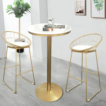 White Glam Style Ropund Table in Iron and Wood Table Milk Tea Shop Bar Table 21.7"L x 21.7"W x 37.4"H Wood Without Chairs Clearhalo 'Bar Furniture' 'Bar Tables' 'bar_tables' 'furn' 'furn_bar_tables' 'Furniture' 'furniture_bar_tables' 'Kitchen & Dining Furniture' 4482881