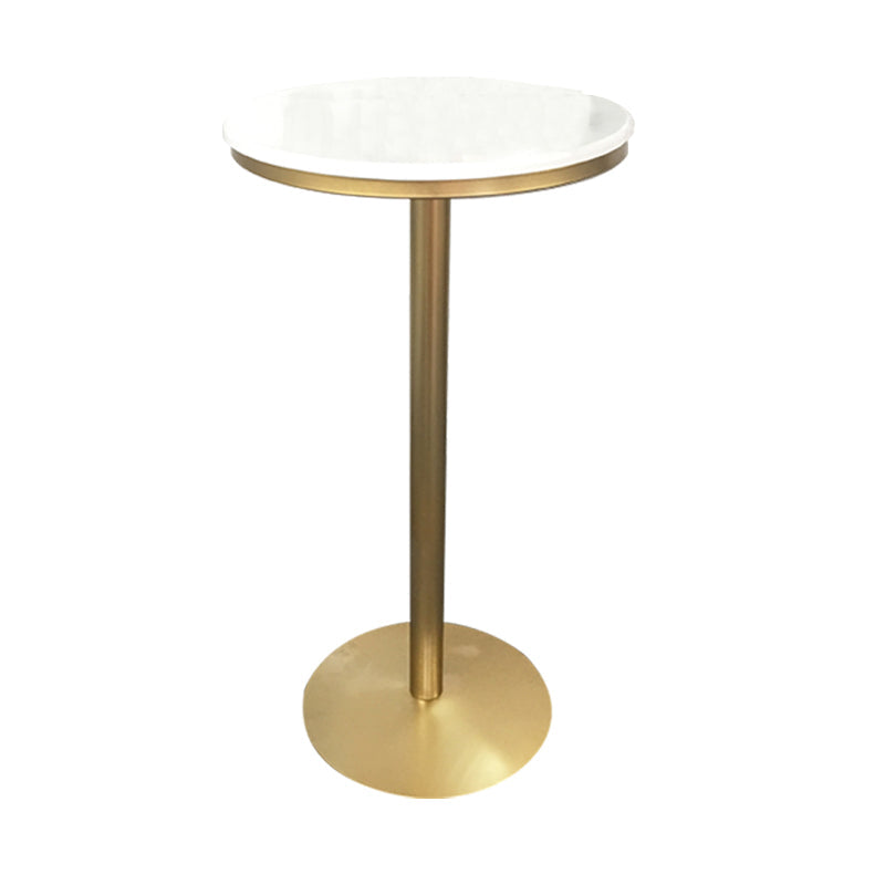 White Glam Style Ropund Table in Iron and Wood Table Milk Tea Shop Bar Table 23.6"L x 23.6"W x 37.4"H Wood Without Chairs Clearhalo 'Bar Furniture' 'Bar Tables' 'bar_tables' 'furn' 'furn_bar_tables' 'Furniture' 'furniture_bar_tables' 'Kitchen & Dining Furniture' 4482885