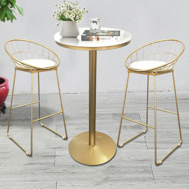 White Glam Style Ropund Table in Iron and Wood Table Milk Tea Shop Bar Table Clearhalo 'Bar Furniture' 'Bar Tables' 'bar_tables' 'furn' 'furn_bar_tables' 'Furniture' 'furniture_bar_tables' 'Kitchen & Dining Furniture' 4482888
