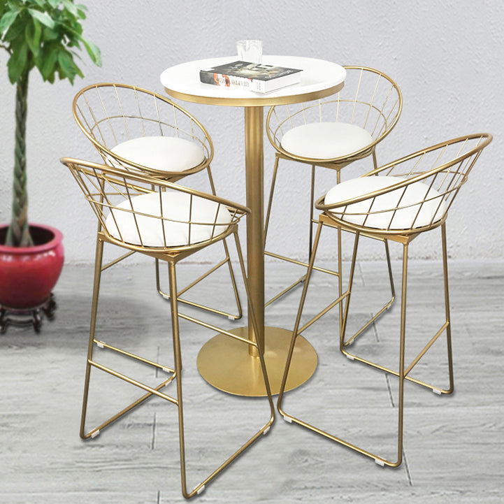 White Glam Style Ropund Table in Iron and Wood Table Milk Tea Shop Bar Table Clearhalo 'Bar Furniture' 'Bar Tables' 'bar_tables' 'furn' 'furn_bar_tables' 'Furniture' 'furniture_bar_tables' 'Kitchen & Dining Furniture' 4482889