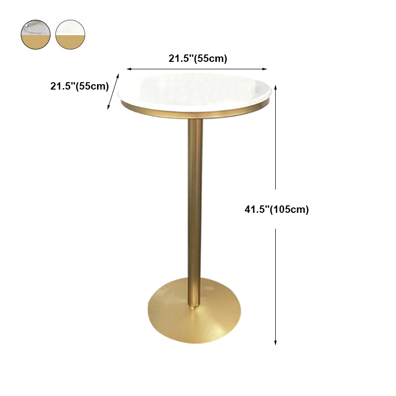 White Glam Style Ropund Table in Iron and Wood Table Milk Tea Shop Bar Table Clearhalo 'Bar Furniture' 'Bar Tables' 'bar_tables' 'furn' 'furn_bar_tables' 'Furniture' 'furniture_bar_tables' 'Kitchen & Dining Furniture' 4482891