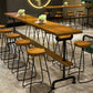 Brown Industrial Style Bar Table Solid Wood Casual Bar Table with Metal Base 102.4"L x 19.7"W x 41.3"H Without Chairs Clearhalo 'Bar Furniture' 'Bar Tables' 'bar_tables' 'furn' 'furn_bar_tables' 'Furniture' 'furniture_bar_tables' 'Kitchen & Dining Furniture' 4482897