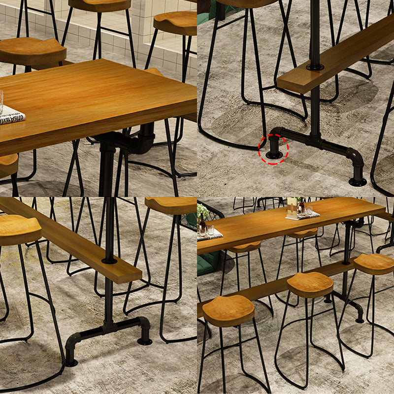 Brown Industrial Style Bar Table Solid Wood Casual Bar Table with Metal Base Clearhalo 'Bar Furniture' 'Bar Tables' 'bar_tables' 'furn' 'furn_bar_tables' 'Furniture' 'furniture_bar_tables' 'Kitchen & Dining Furniture' 4482901