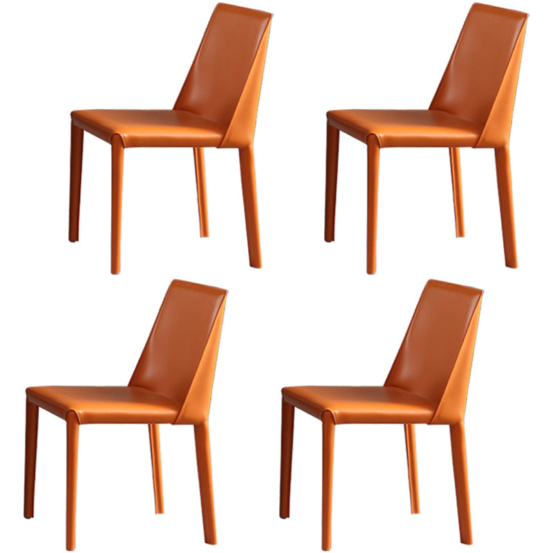 Contemporary 1/3/4/5/7 Pieces Dining Set Rectangle Dining Room Table Set 4 Orange Chairs Clearhalo 'Dining Room Sets' 'Dining Tables & Seating' 'dining_room_set' 'furn' 'furn_dining_room_set' 'Furniture' 'furniture_dining_room_set' 'Kitchen & Dining Furniture' 'kitchen&dining_furn' 'kitchen' 4482916
