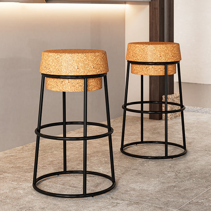 Modern Armless Backless Counter Stool Steel Cafe Bar Stool with Wooden Seat Clearhalo 'Bar Furniture' 'Bar Stools' 'bar_stools' 'furn' 'furn_bar_stools' 'furniture_bar_stools' 'Kitchen & Dining Furniture' 'kitchen&dining_furn' 'kitchen' 'kitchen_furn' Furniture' 4482934