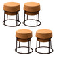 Modern Armless Backless Counter Stool Steel Cafe Bar Stool with Wooden Seat 4 Piece Set Short Stool(18"H) Clearhalo 'Bar Furniture' 'Bar Stools' 'bar_stools' 'furn' 'furn_bar_stools' 'furniture_bar_stools' 'Kitchen & Dining Furniture' 'kitchen&dining_furn' 'kitchen' 'kitchen_furn' Furniture' 4482938