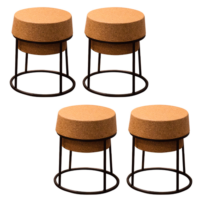 Modern Armless Backless Counter Stool Steel Cafe Bar Stool with Wooden Seat 4 Piece Set Short Stool(18"H) Clearhalo 'Bar Furniture' 'Bar Stools' 'bar_stools' 'furn' 'furn_bar_stools' 'furniture_bar_stools' 'Kitchen & Dining Furniture' 'kitchen&dining_furn' 'kitchen' 'kitchen_furn' Furniture' 4482938