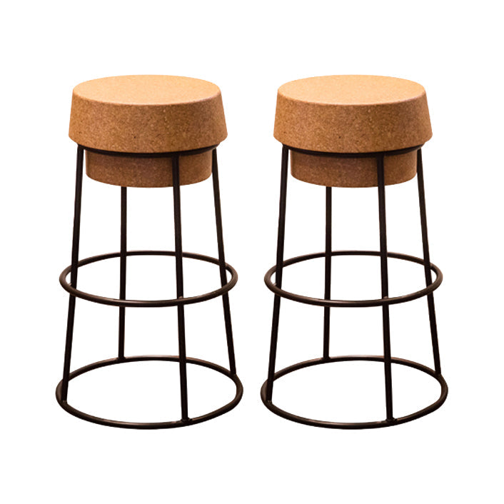 Modern Armless Backless Counter Stool Steel Cafe Bar Stool with Wooden Seat 2 Piece Set Clearhalo 'Bar Furniture' 'Bar Stools' 'bar_stools' 'furn' 'furn_bar_stools' 'furniture_bar_stools' 'Kitchen & Dining Furniture' 'kitchen&dining_furn' 'kitchen' 'kitchen_furn' Furniture' 4482942