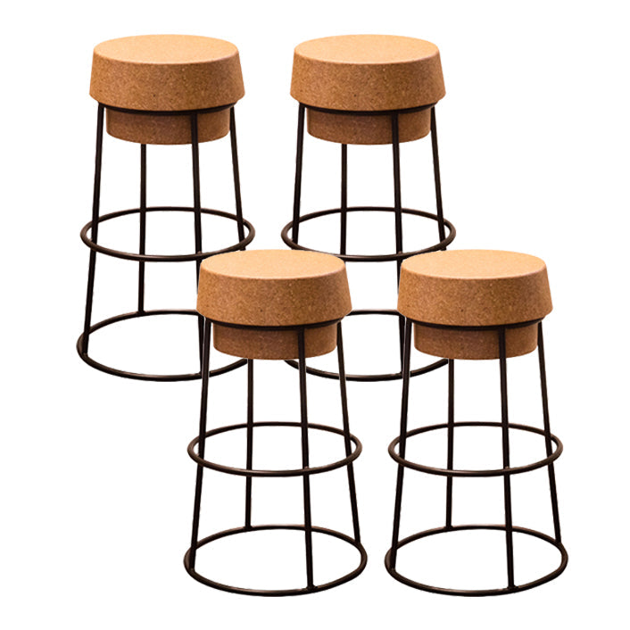 Modern Armless Backless Counter Stool Steel Cafe Bar Stool with Wooden Seat 4 Piece Set Clearhalo 'Bar Furniture' 'Bar Stools' 'bar_stools' 'furn' 'furn_bar_stools' 'furniture_bar_stools' 'Kitchen & Dining Furniture' 'kitchen&dining_furn' 'kitchen' 'kitchen_furn' Furniture' 4482944