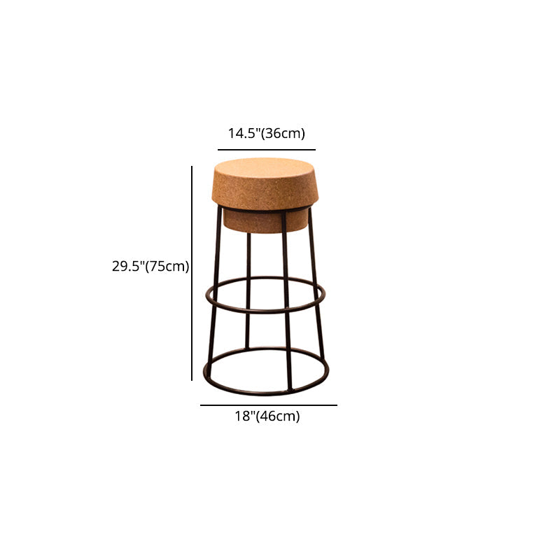 Modern Armless Backless Counter Stool Steel Cafe Bar Stool with Wooden Seat Clearhalo 'Bar Furniture' 'Bar Stools' 'bar_stools' 'furn' 'furn_bar_stools' 'furniture_bar_stools' 'Kitchen & Dining Furniture' 'kitchen&dining_furn' 'kitchen' 'kitchen_furn' Furniture' 4482952