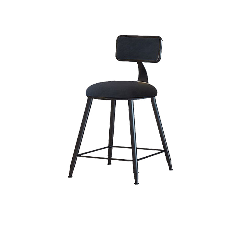 Modern Armless Backrest Counter Stool Iron Cafe Bar Stool with Velvet Cushion and Pedal Black 1 Piece Short Stool(18"H) Clearhalo 'Bar Furniture' 'Bar Stools' 'bar_stools' 'furn' 'furn_bar_stools' 'furniture_bar_stools' 'Kitchen & Dining Furniture' 'kitchen&dining_furn' 'kitchen' 'kitchen_furn' Furniture' 4482985