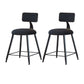 Modern Armless Backrest Counter Stool Iron Cafe Bar Stool with Velvet Cushion and Pedal Black 2 Piece Set Short Stool(18"H) Clearhalo 'Bar Furniture' 'Bar Stools' 'bar_stools' 'furn' 'furn_bar_stools' 'furniture_bar_stools' 'Kitchen & Dining Furniture' 'kitchen&dining_furn' 'kitchen' 'kitchen_furn' Furniture' 4482987
