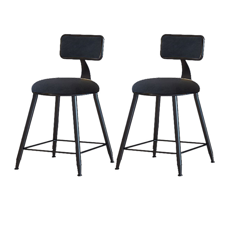 Modern Armless Backrest Counter Stool Iron Cafe Bar Stool with Velvet Cushion and Pedal Black 2 Piece Set Short Stool(18"H) Clearhalo 'Bar Furniture' 'Bar Stools' 'bar_stools' 'furn' 'furn_bar_stools' 'furniture_bar_stools' 'Kitchen & Dining Furniture' 'kitchen&dining_furn' 'kitchen' 'kitchen_furn' Furniture' 4482987