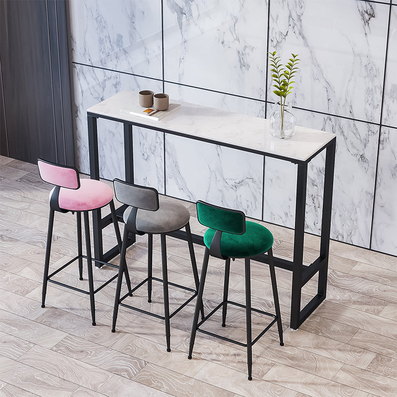 Modern Armless Backrest Counter Stool Iron Cafe Bar Stool with Velvet Cushion and Pedal Clearhalo 'Bar Furniture' 'Bar Stools' 'bar_stools' 'furn' 'furn_bar_stools' 'furniture_bar_stools' 'Kitchen & Dining Furniture' 'kitchen&dining_furn' 'kitchen' 'kitchen_furn' Furniture' 4482988