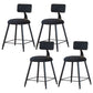 Modern Armless Backrest Counter Stool Iron Cafe Bar Stool with Velvet Cushion and Pedal Black 4 Piece Set Short Stool(18"H) Clearhalo 'Bar Furniture' 'Bar Stools' 'bar_stools' 'furn' 'furn_bar_stools' 'furniture_bar_stools' 'Kitchen & Dining Furniture' 'kitchen&dining_furn' 'kitchen' 'kitchen_furn' Furniture' 4482989