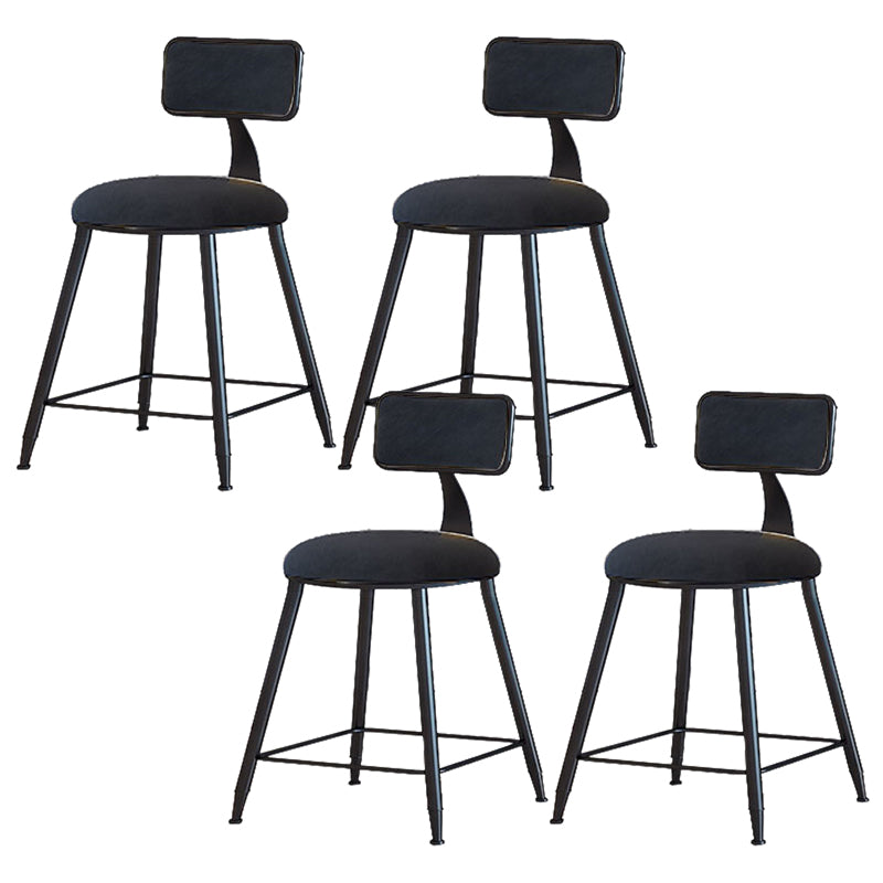 Modern Armless Backrest Counter Stool Iron Cafe Bar Stool with Velvet Cushion and Pedal Black 4 Piece Set Short Stool(18"H) Clearhalo 'Bar Furniture' 'Bar Stools' 'bar_stools' 'furn' 'furn_bar_stools' 'furniture_bar_stools' 'Kitchen & Dining Furniture' 'kitchen&dining_furn' 'kitchen' 'kitchen_furn' Furniture' 4482989