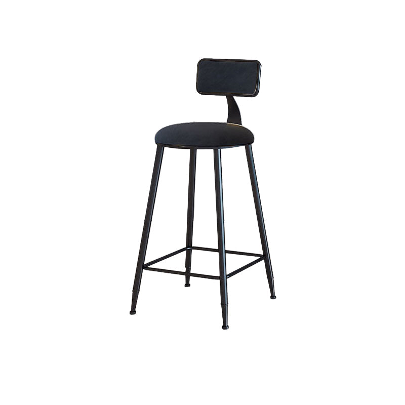 Modern Armless Backrest Counter Stool Iron Cafe Bar Stool with Velvet Cushion and Pedal Black 1 Piece Counter Stool(26"H) Clearhalo 'Bar Furniture' 'Bar Stools' 'bar_stools' 'furn' 'furn_bar_stools' 'furniture_bar_stools' 'Kitchen & Dining Furniture' 'kitchen&dining_furn' 'kitchen' 'kitchen_furn' Furniture' 4482991