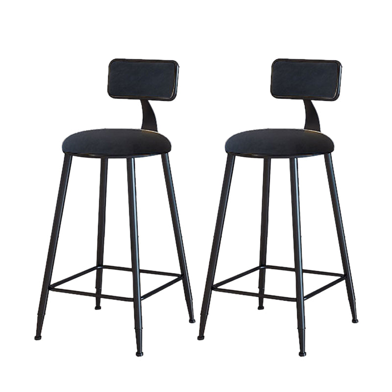 Modern Armless Backrest Counter Stool Iron Cafe Bar Stool with Velvet Cushion and Pedal Black 2 Piece Set Counter Stool(26"H) Clearhalo 'Bar Furniture' 'Bar Stools' 'bar_stools' 'furn' 'furn_bar_stools' 'furniture_bar_stools' 'Kitchen & Dining Furniture' 'kitchen&dining_furn' 'kitchen' 'kitchen_furn' Furniture' 4482993