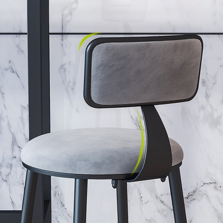 Modern Armless Backrest Counter Stool Iron Cafe Bar Stool with Velvet Cushion and Pedal Clearhalo 'Bar Furniture' 'Bar Stools' 'bar_stools' 'furn' 'furn_bar_stools' 'furniture_bar_stools' 'Kitchen & Dining Furniture' 'kitchen&dining_furn' 'kitchen' 'kitchen_furn' Furniture' 4482994