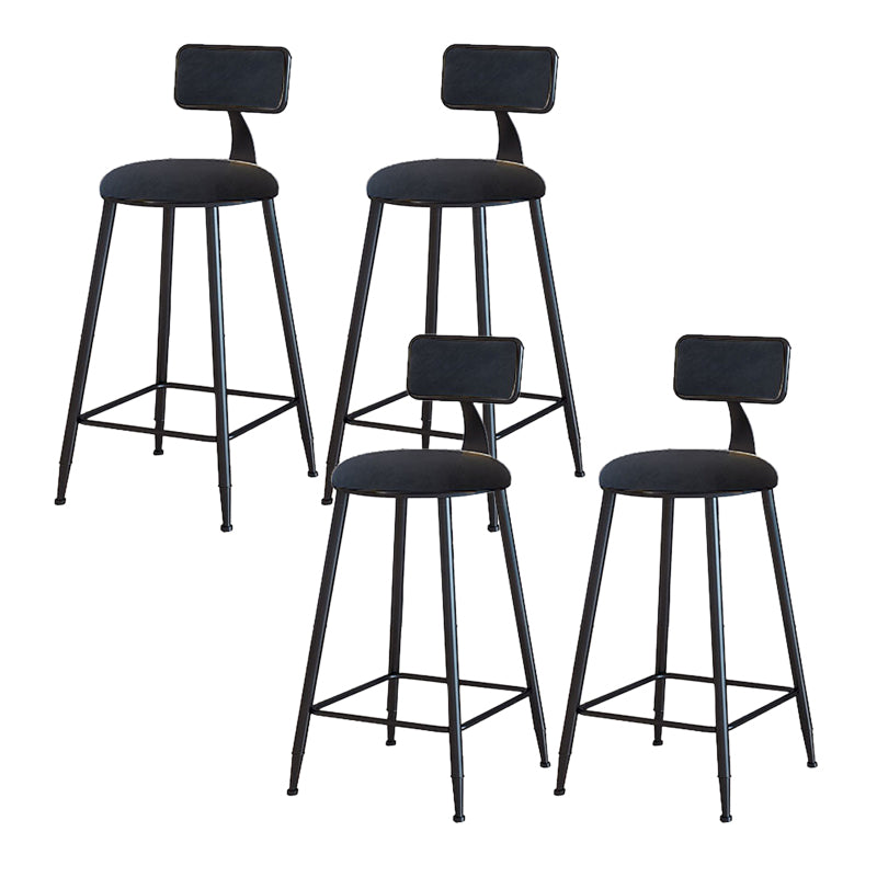 Modern Armless Backrest Counter Stool Iron Cafe Bar Stool with Velvet Cushion and Pedal Black 4 Piece Set Counter Stool(26"H) Clearhalo 'Bar Furniture' 'Bar Stools' 'bar_stools' 'furn' 'furn_bar_stools' 'furniture_bar_stools' 'Kitchen & Dining Furniture' 'kitchen&dining_furn' 'kitchen' 'kitchen_furn' Furniture' 4482995