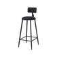 Modern Armless Backrest Counter Stool Iron Cafe Bar Stool with Velvet Cushion and Pedal Black 1 Piece Bar Stool(30"H) Clearhalo 'Bar Furniture' 'Bar Stools' 'bar_stools' 'furn' 'furn_bar_stools' 'furniture_bar_stools' 'Kitchen & Dining Furniture' 'kitchen&dining_furn' 'kitchen' 'kitchen_furn' Furniture' 4482996