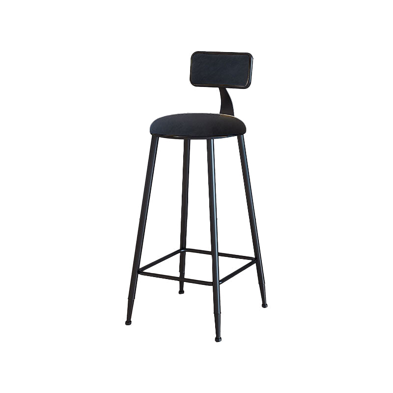Modern Armless Backrest Counter Stool Iron Cafe Bar Stool with Velvet Cushion and Pedal Black 1 Piece Bar Stool(30"H) Clearhalo 'Bar Furniture' 'Bar Stools' 'bar_stools' 'furn' 'furn_bar_stools' 'furniture_bar_stools' 'Kitchen & Dining Furniture' 'kitchen&dining_furn' 'kitchen' 'kitchen_furn' Furniture' 4482996