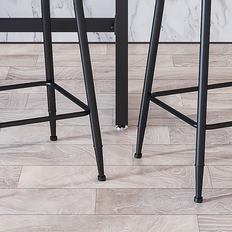 Modern Armless Backrest Counter Stool Iron Cafe Bar Stool with Velvet Cushion and Pedal Clearhalo 'Bar Furniture' 'Bar Stools' 'bar_stools' 'furn' 'furn_bar_stools' 'furniture_bar_stools' 'Kitchen & Dining Furniture' 'kitchen&dining_furn' 'kitchen' 'kitchen_furn' Furniture' 4482997